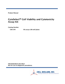 Cytoselect™ Cell Viability and Cytotoxicity Assay Kit