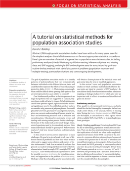 A Tutorial on Statistical Methods for Population Association Studies