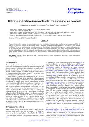 Defining and Cataloging Exoplanets