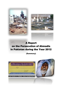 A Report on the Persecution of Ahmadis in Pakistan During the Year 2012