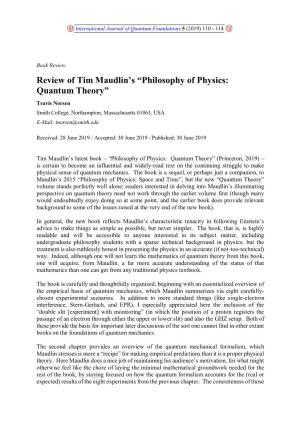 Review of Tim Maudlin's “Philosophy of Physics: Quantum Theory”