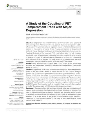 A Study of the Coupling of FET Temperament Traits with Major Depression