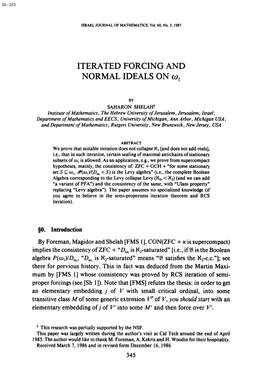 Iterated Forcing and Normal Ideals on &lt;Emphasis Type="Italic