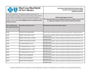 New Mexico Medicaid Benefit Preauthorization Procedure Code List Effective 1/1/2020 (Updated 9/25/2019)