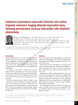 Incidence of Procedural Myocardial Infarction and Cardiac Magnetic