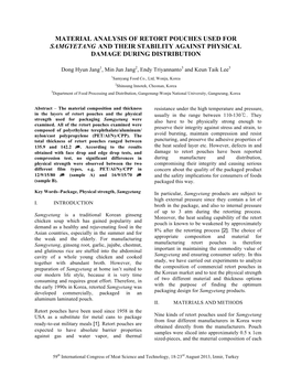 Material Analysis of Retort Pouches Used for Samgyetang and Their Stability Against Physical Damage During Distribution