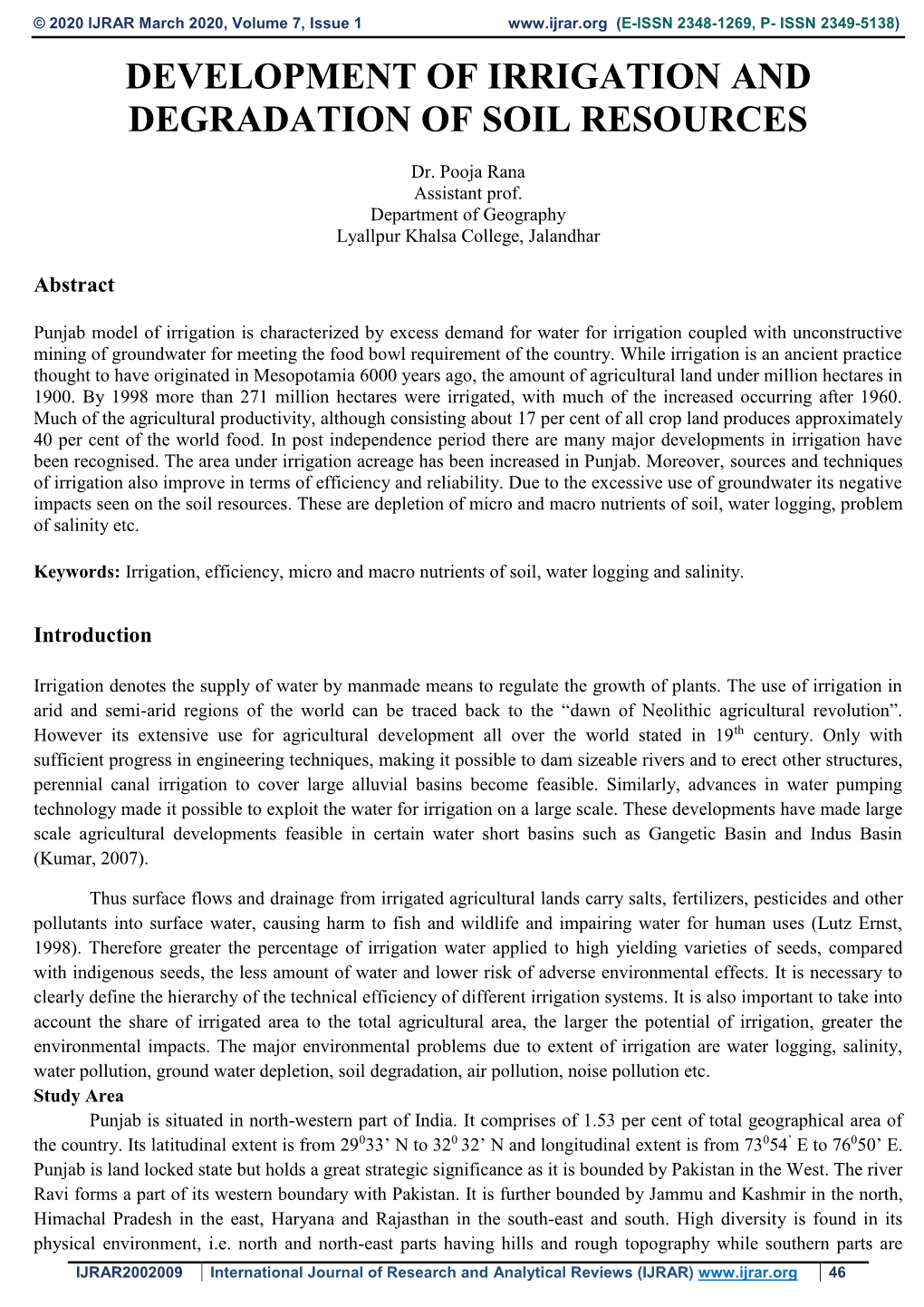 Development of Irrigation and Degradation of Soil Resources