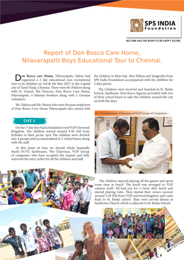 Report of Don Bosco Care Home, Nilavarapatti Boys Educational Tour to Chennai