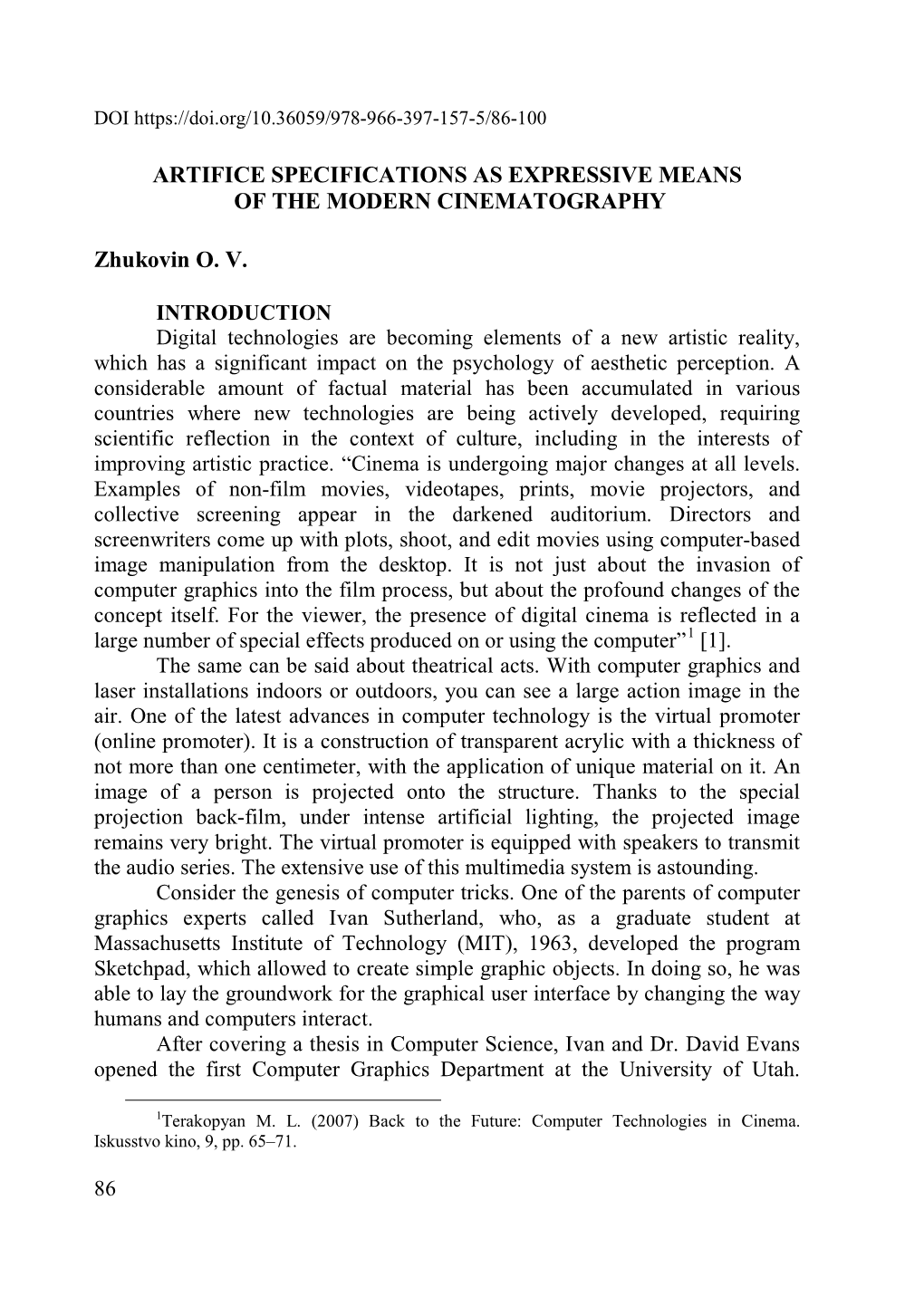 Artifice Specifications As Expressive Means of the Modern Cinematography