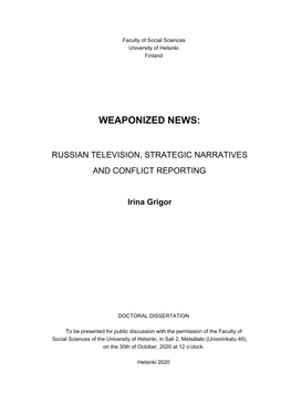 Russian Television, Strategic Narratives and Conflict Reporting