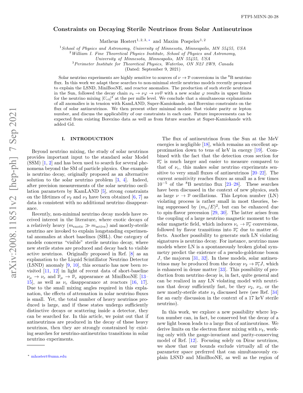 Arxiv:2008.11851V1 [Hep-Ph] 26 Aug 2020