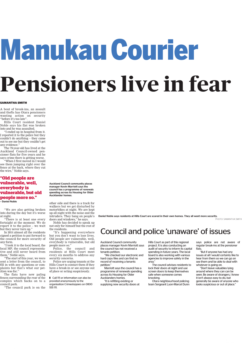 Pensioners Live in Fear