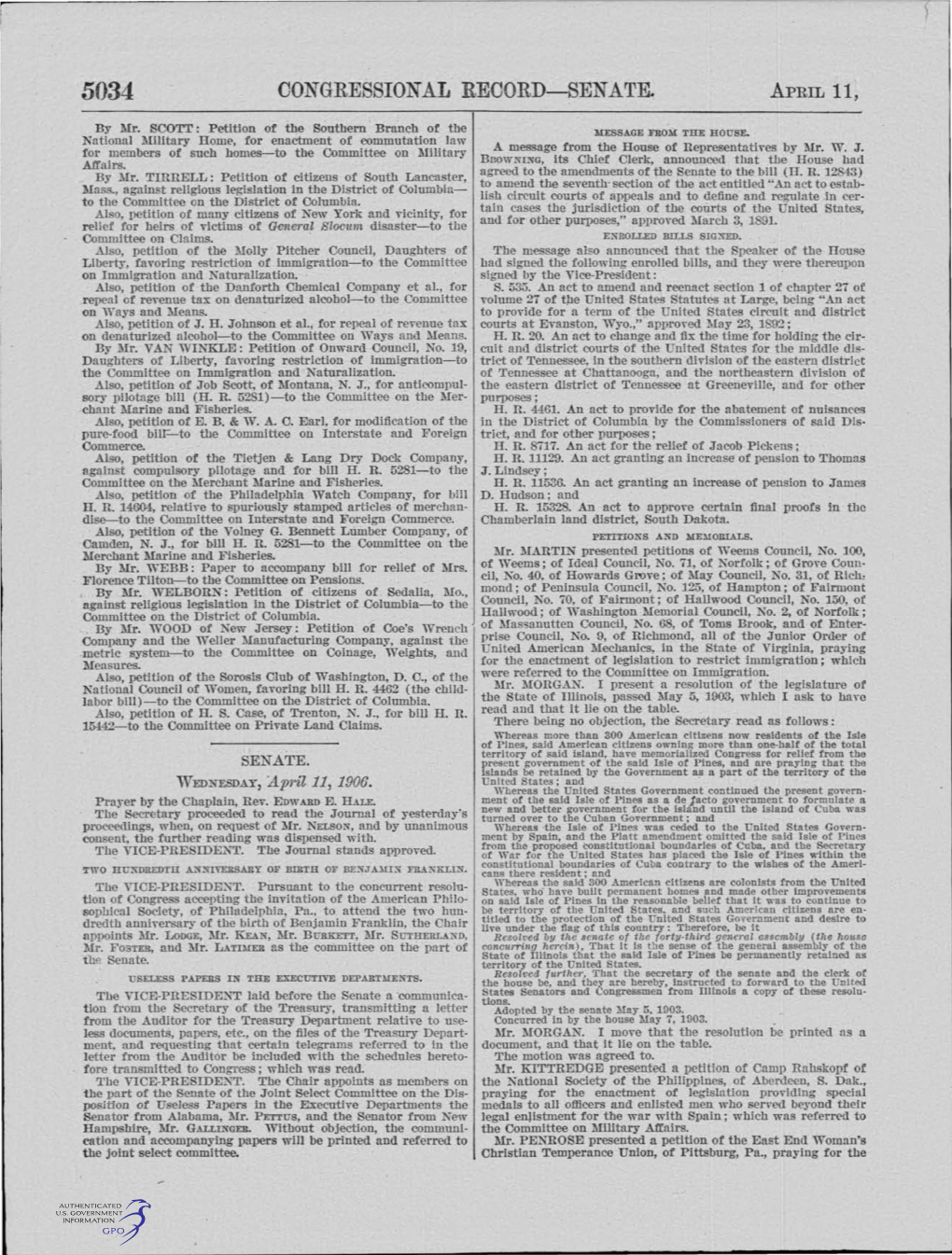 Congressional Record- Senate. April 11