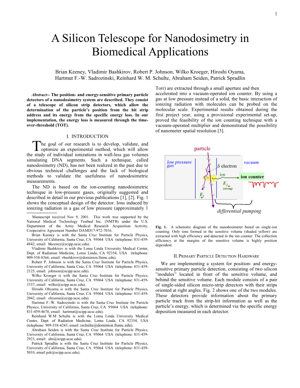 A Silicon Telescope for Nanodosimetry in Biomedical Applications