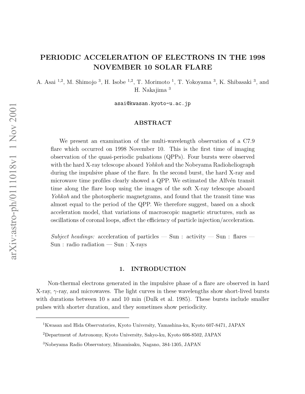 Arxiv:Astro-Ph/0111018V1 1 Nov 2001 Ihdrtosbten1 N 0Mn(Uke L 95.Teeburs These 1985)