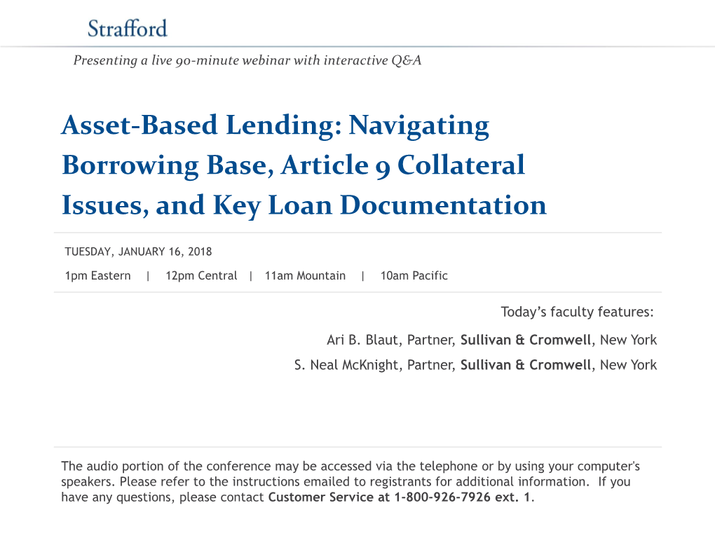 Navigating Borrowing Base, Article 9 Collateral Issues, and Key Loan Documentation