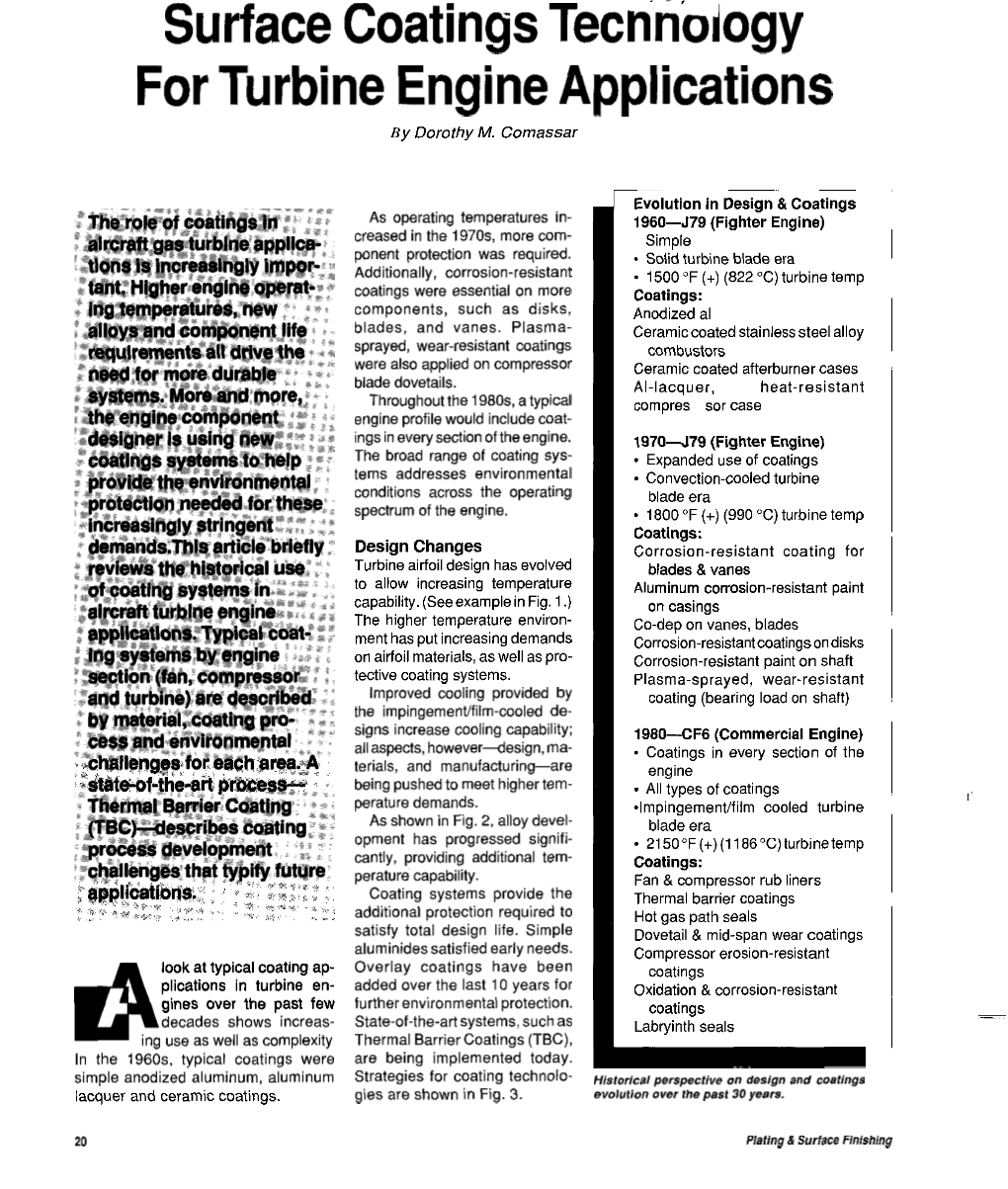 Surface Coatings Technology for Turbine Engine Applications