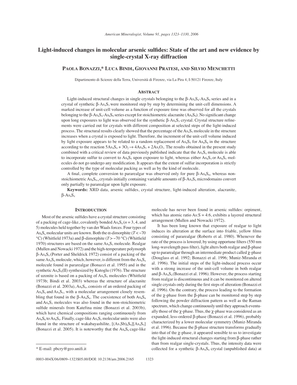 LIGHT-INDUCED CHANGES in MOLECULAR ARSENIC SULFIDES Different Steps of the Light Treatment