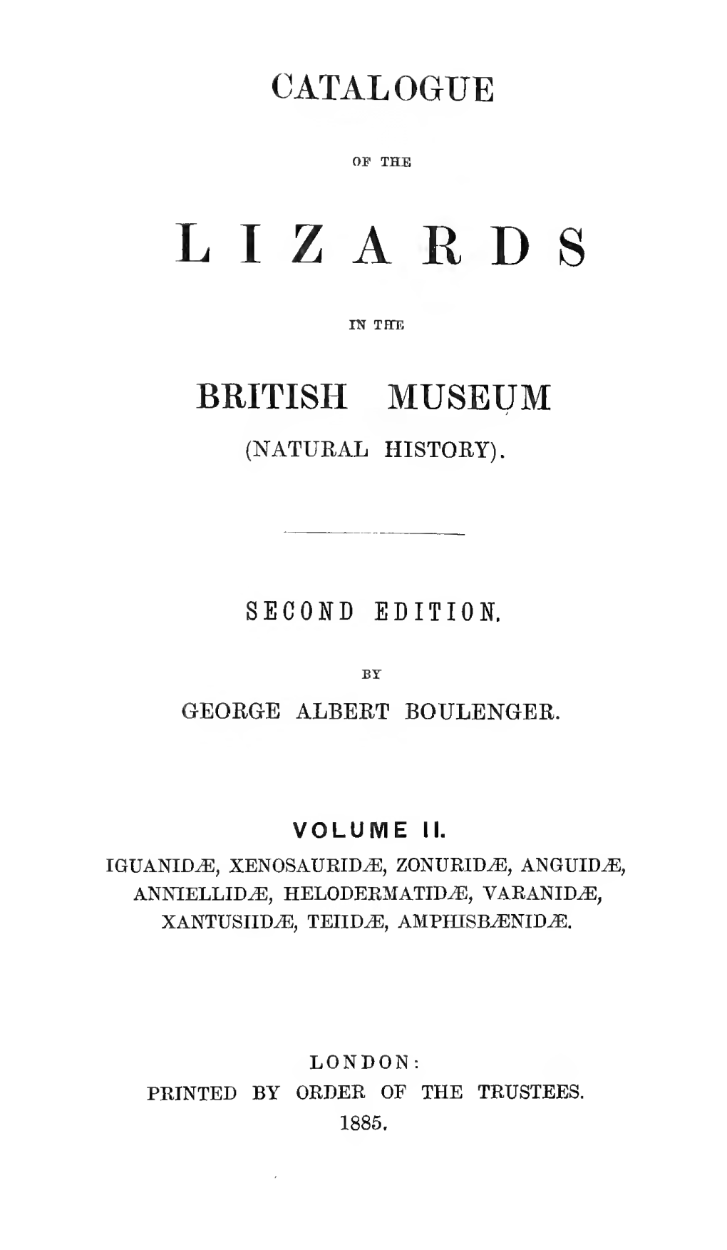 Catalogue of the Lizards in the British Museum
