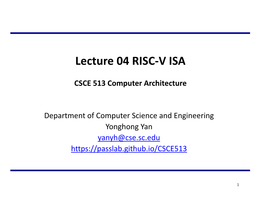 Lecture 04 RISC-V ISA