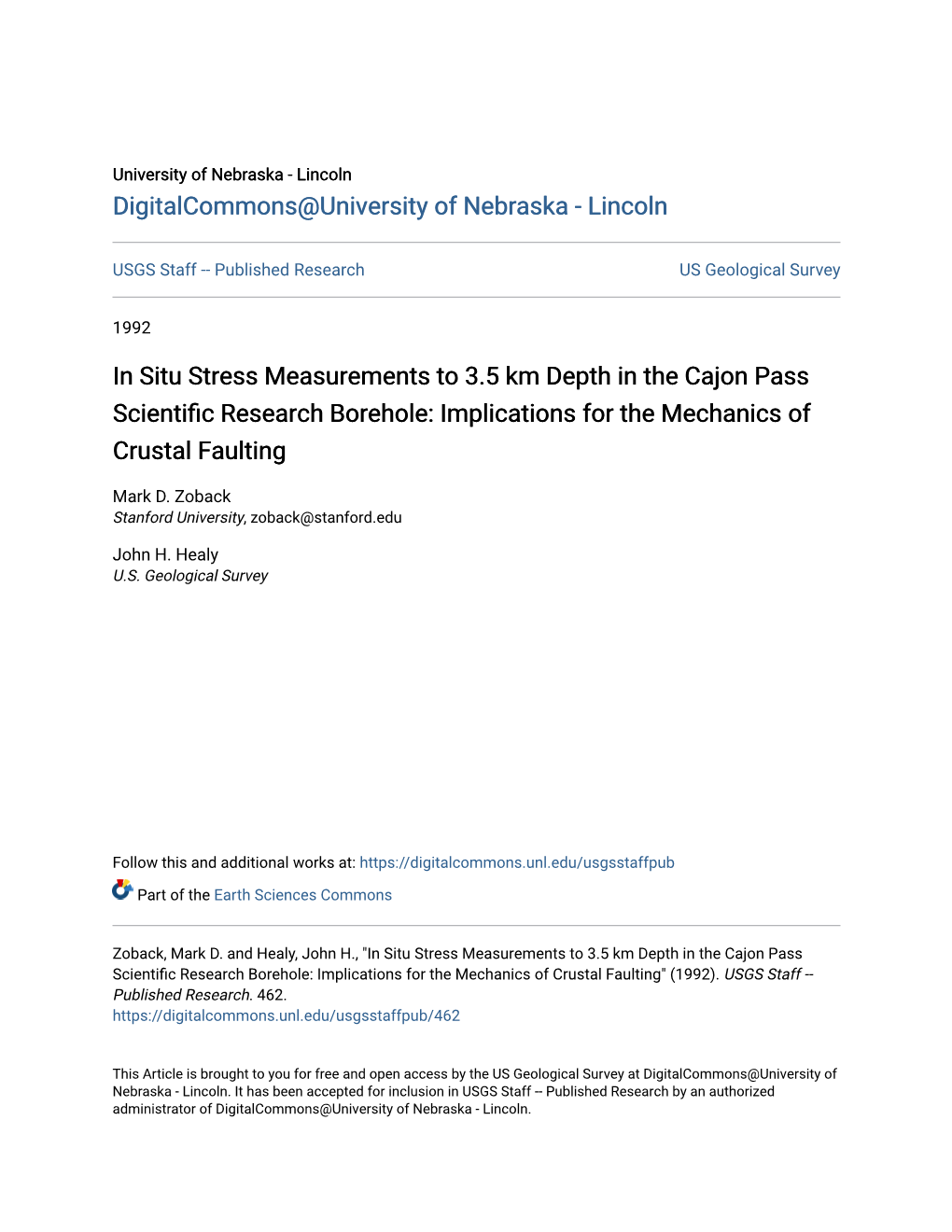 In Situ Stress Measurements to 3.5 Km Depth in the Cajon Pass Scientific Research Borehole: Implications for the Mechanics of Crustal Faulting