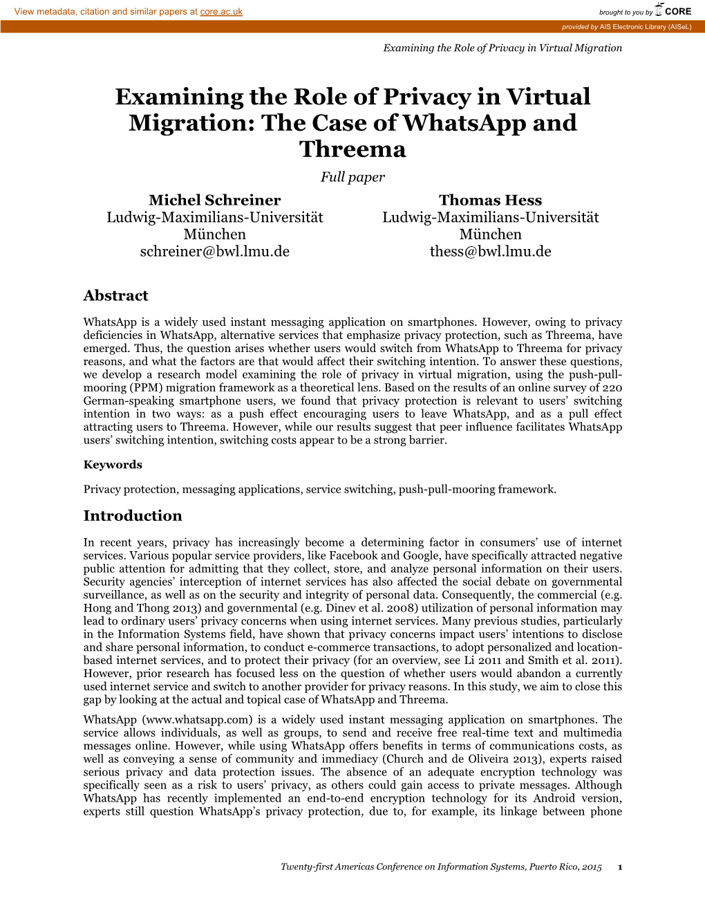 Examining the Role of Privacy in Virtual Migration