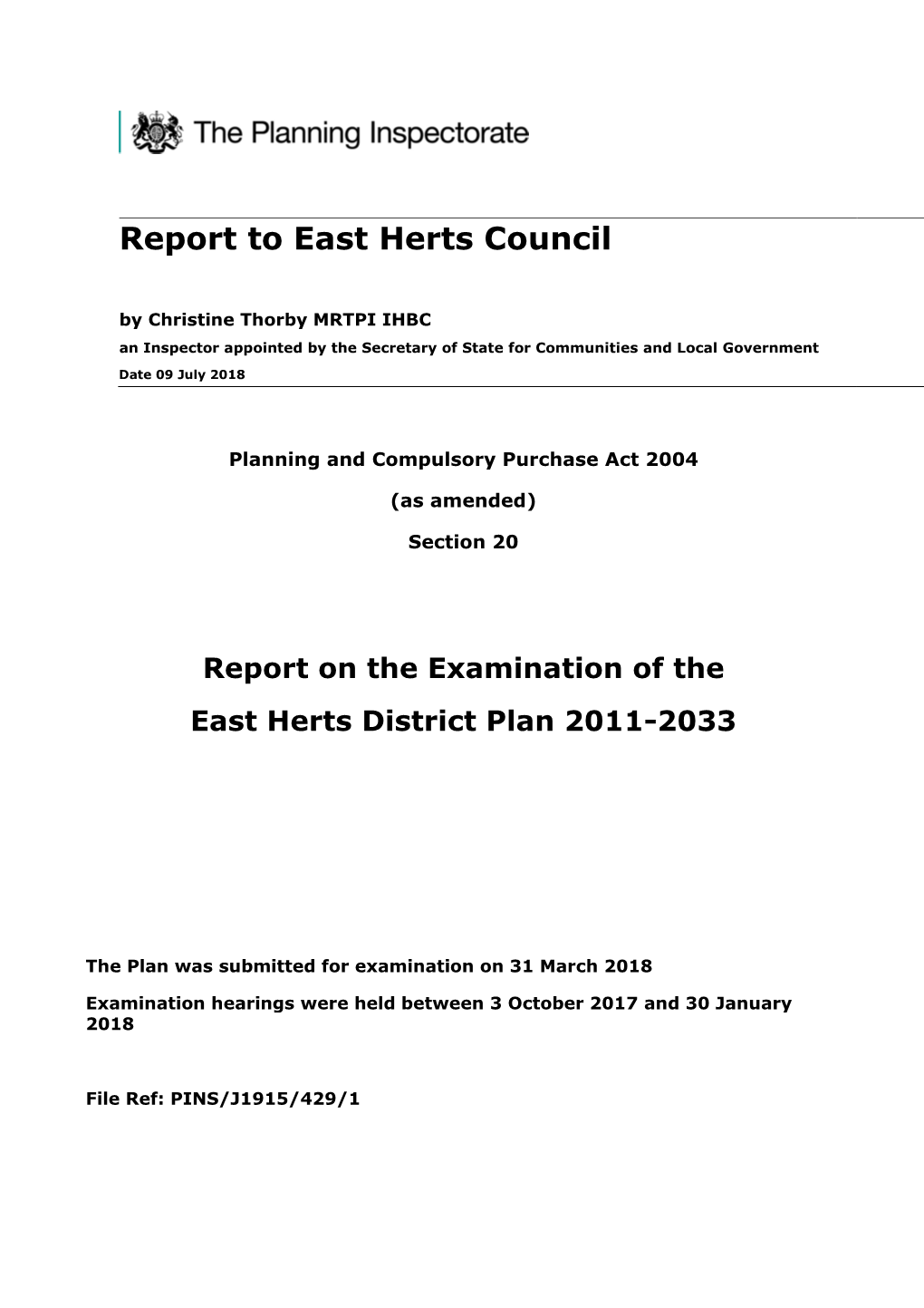 Report to East Herts Council