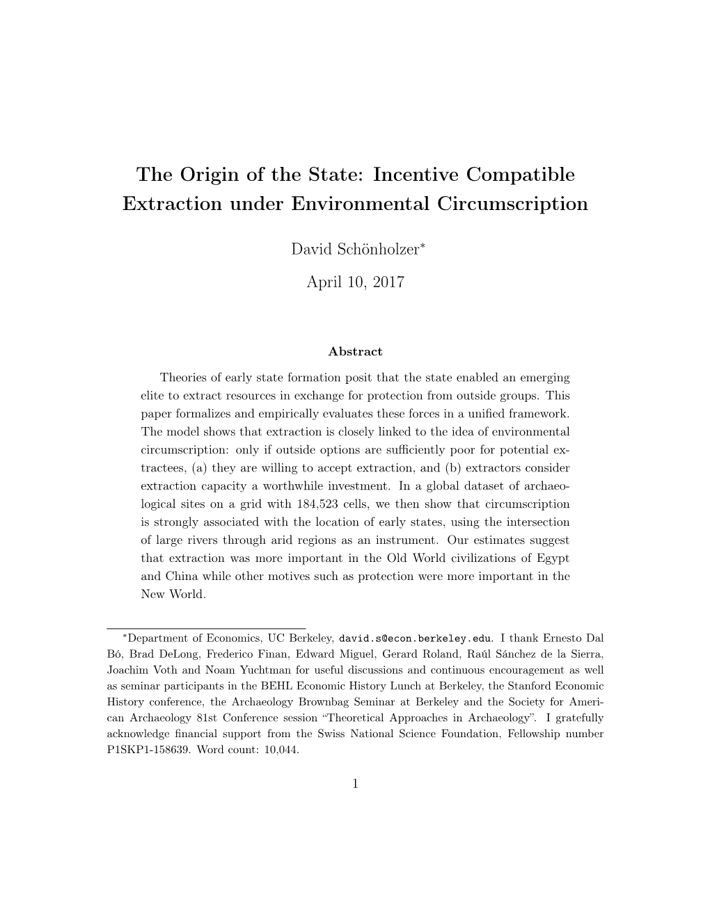 Incentive Compatible Extraction Under Environmental Circumscription