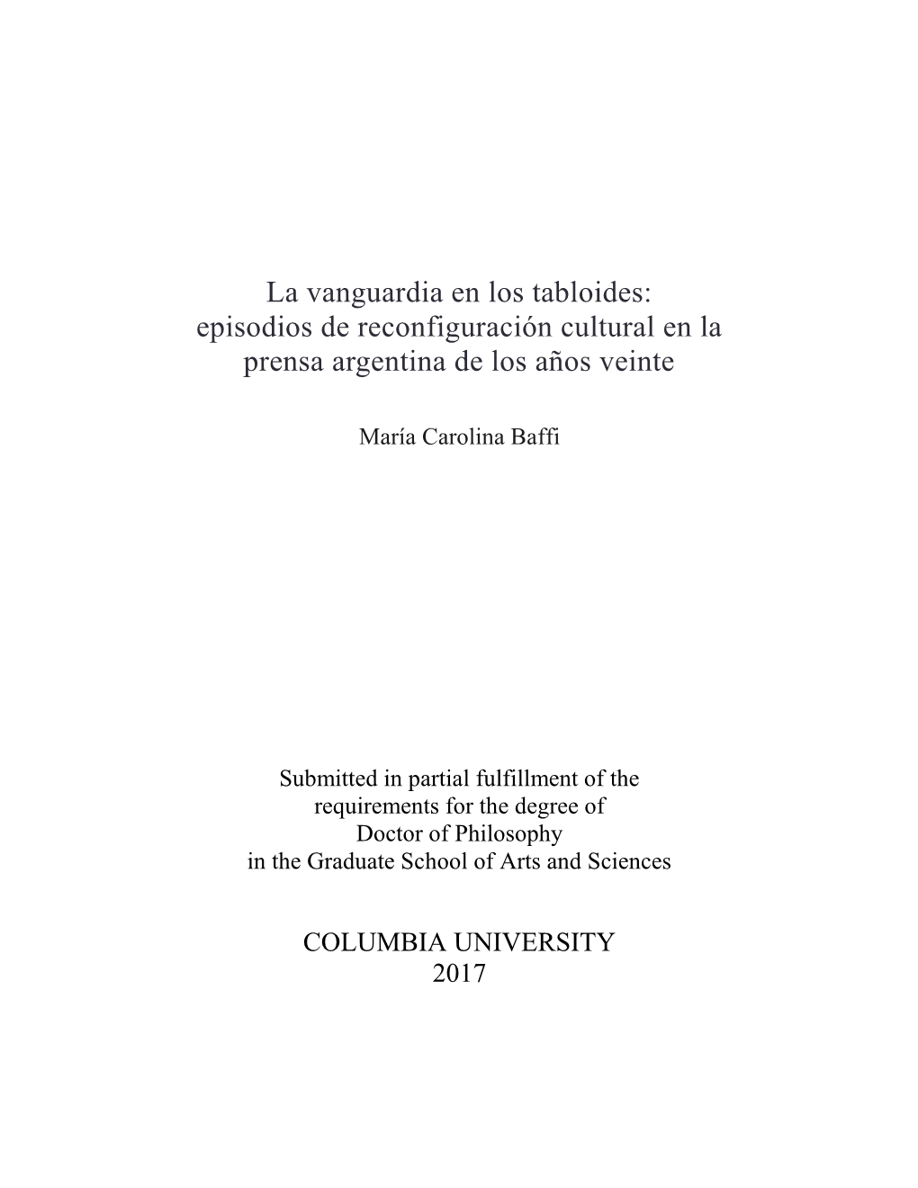 La Vanguardia En Los Tabloides: Episodios De Reconfiguración Cultural En La Prensa Argentina De Los Años Veinte