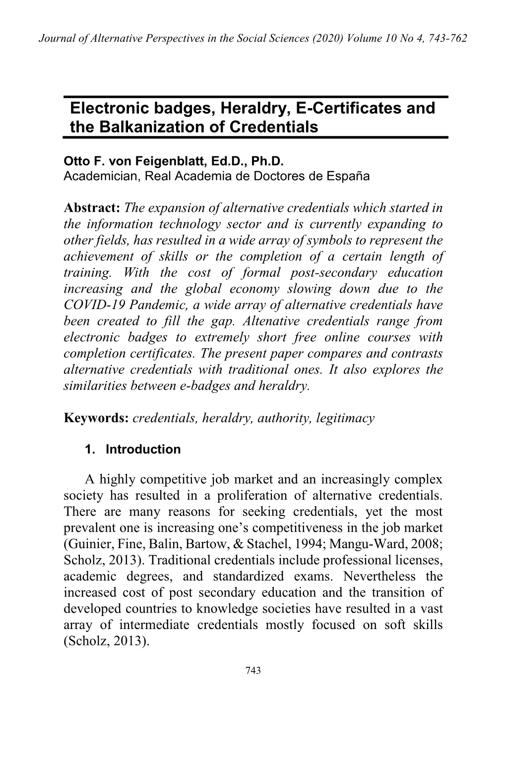 Electronic Badges, Heraldry, E-Certificates and the Balkanization of Credentials