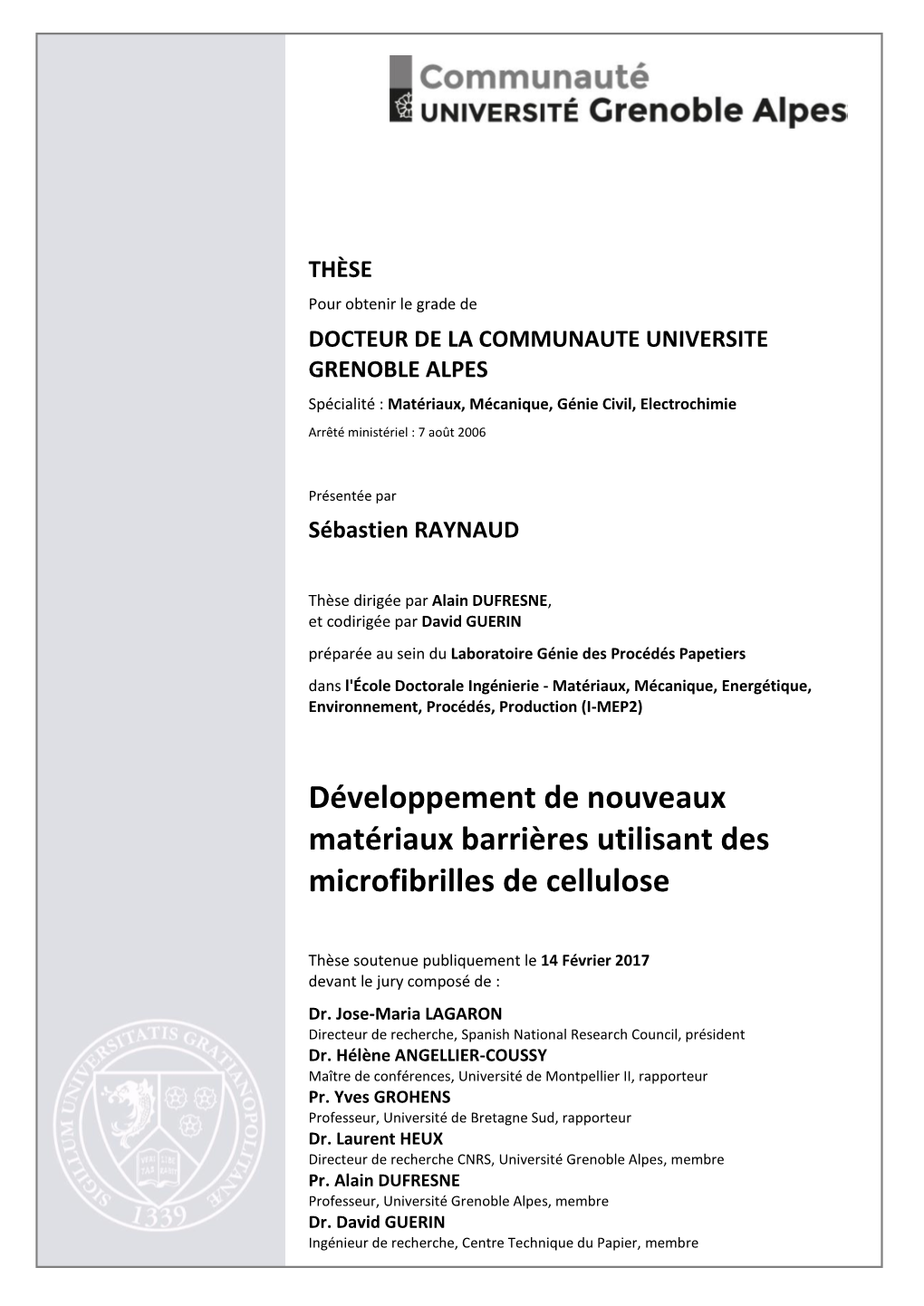 Development of New Barrier Materials Using Microfibrillated Cellulose