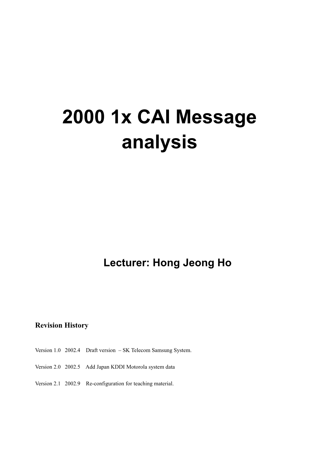 2000 1X CAI Message Analysis