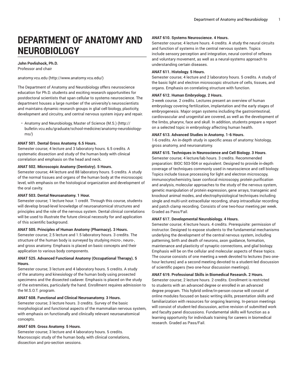 Department of Anatomy and Neurobiology 1