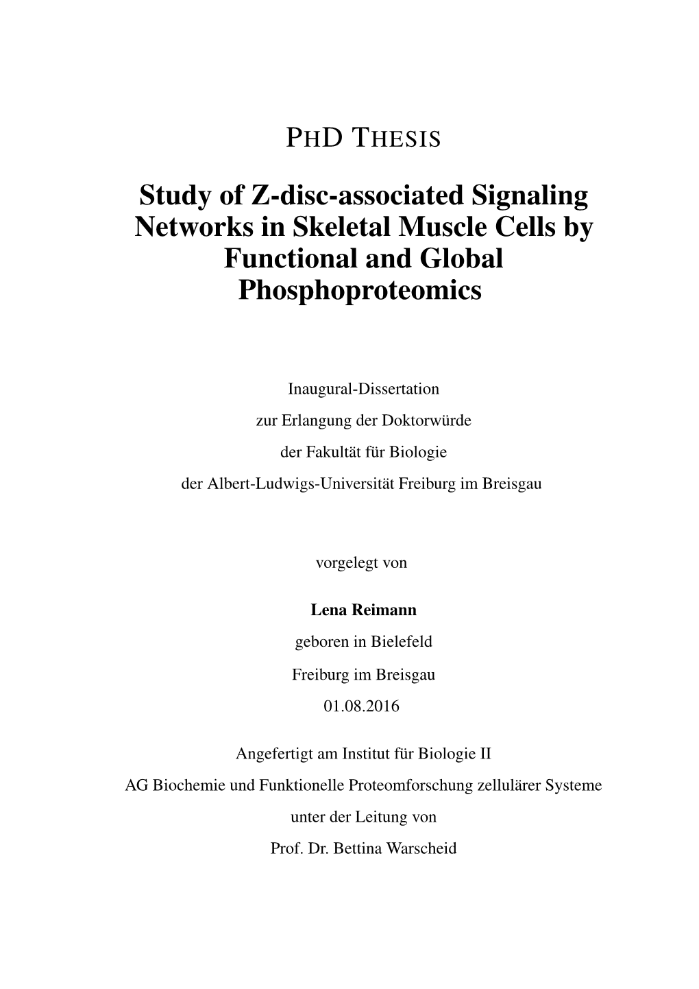 Study of Z-Disc-Associated Signaling Networks in Skeletal Muscle Cells by Functional and Global Phosphoproteomics