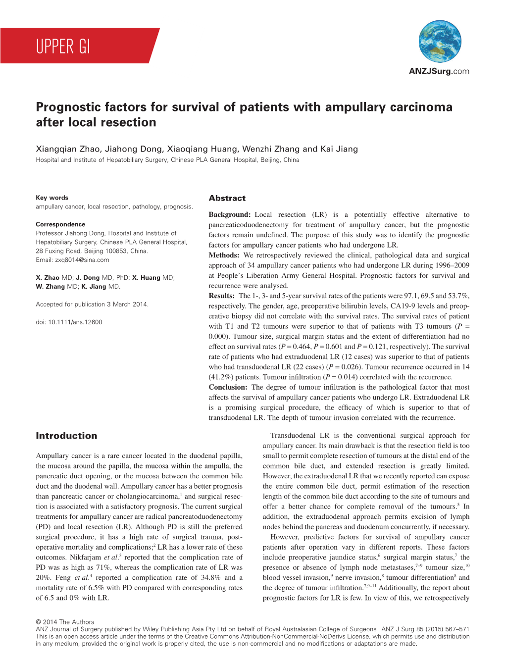 Prognostic Factors for Survival of Patients with Ampullary Carcinoma After Local Resection