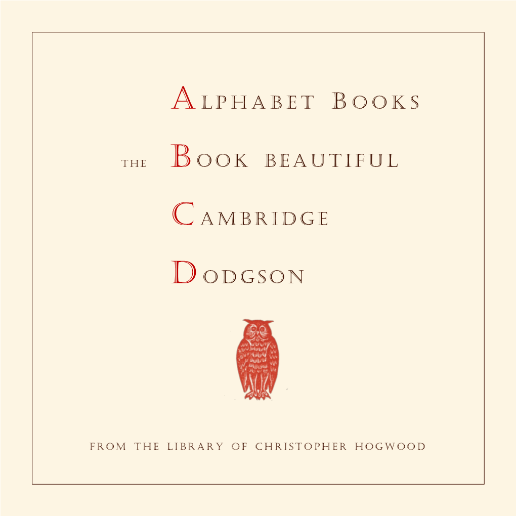 Alphabet B Ooks Book Beautiful Cambridge Dodgson
