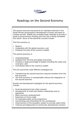 Readings on the Second Economy