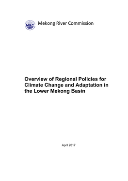 Regional Report on Overview of Policy for Climate Change and Adaptation