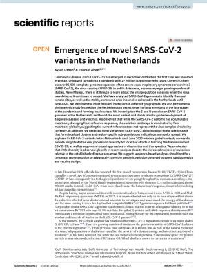 Emergence of Novel SARS-Cov-2 Variants in the Netherlands
