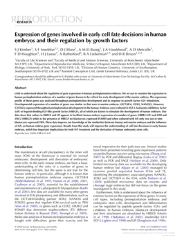 Expression of Genes Involved in Early Cell Fate Decisions in Human Embryos and Their Regulation by Growth Factors