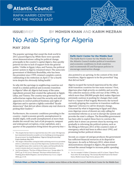 No Arab Spring for Algeria MAY 2014