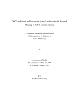3D Visualization and Interactive Image Manipulation for Surgical Planning in Robot-Assisted Surgery