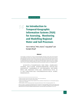 An Introduction to Temporal-Geographic Information Systems (TGIS) for Assessing, Monitoring and Modelling Regional Water and Soil Processes