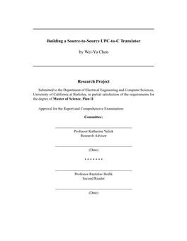 Building a Source-To-Source UPC-To-C Translator by Wei-Yu