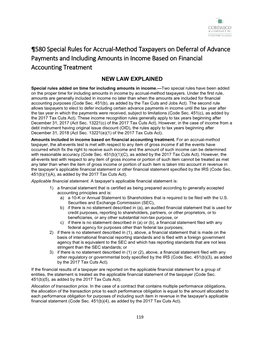 580 Special Rules for Accrual-Method Taxpayers on Deferral of Advance Payments and Including Amounts in Income Based on Financial