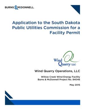 Application to the South Dakota Public Utilities Commission for a Facility Permit