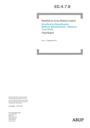 Stratford to Honeybourne Railway Re-Instatement Business Case Study by Arup 1