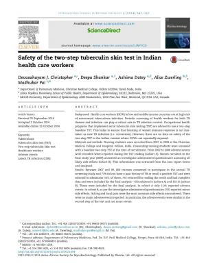 Safety of the Two-Step Tuberculin Skin Test in Indian Health Care Workers