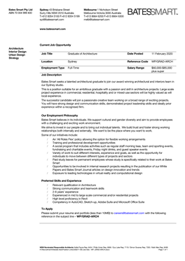 Current Job Opportunity Job Title Graduate of Architecture Date