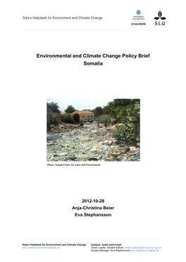 Environmental and Climate Change Policy Brief Somalia